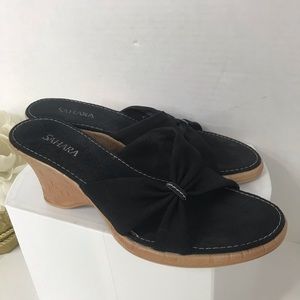 SAHARA SLIDE ON BLACK STRAP SANDALS